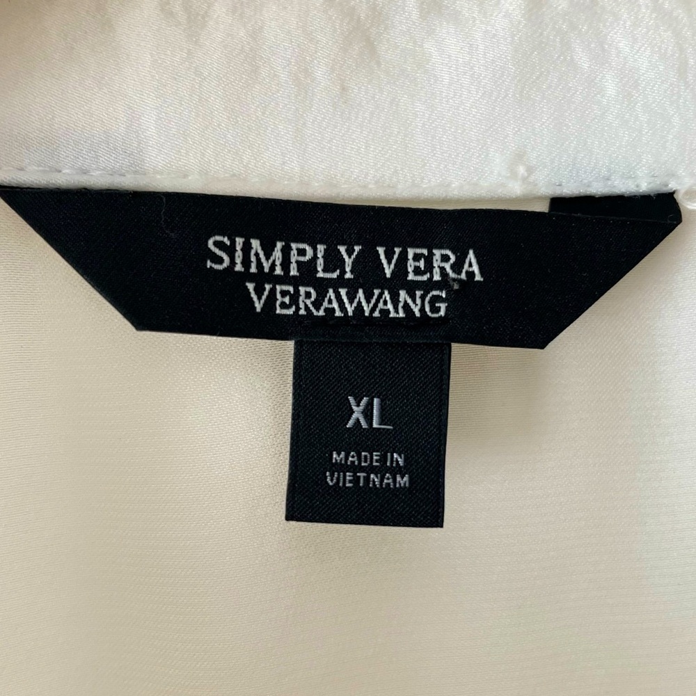 Simply Vera Vera Wang White Silky Blouse Top Collared Button-down Size XL - Picture 8 of 16